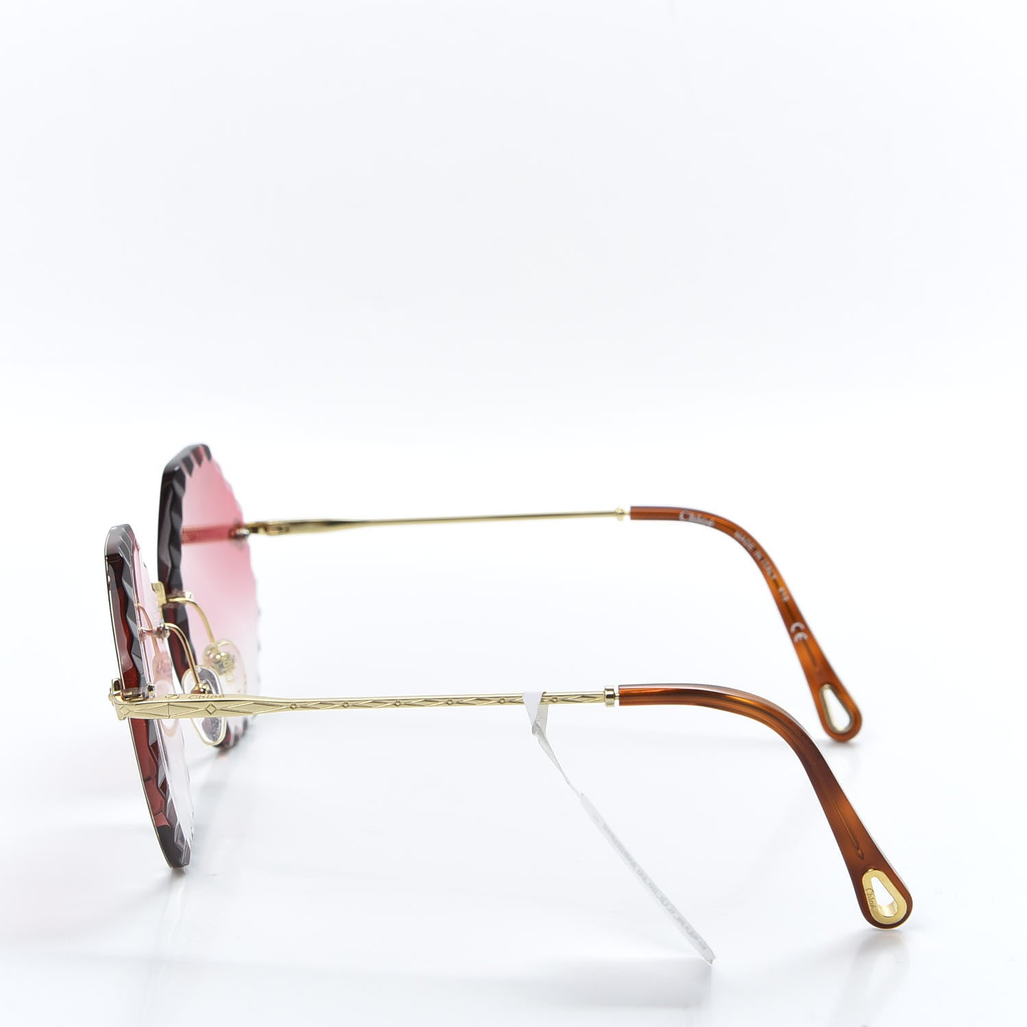 Chloe Rosie Bevelled Round Sunglasses CE142S Gold Gradient Coral 3 of 7