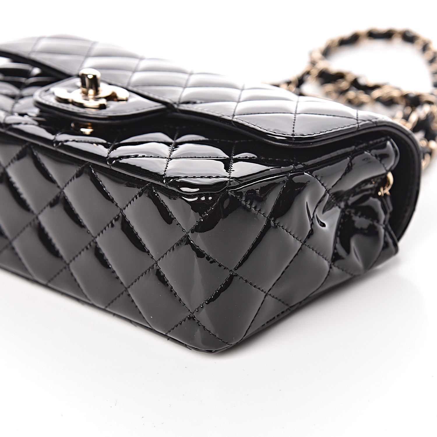 Chanel Patent Calfskin Quilted Mini Rectangular Flap Black 9 of 10