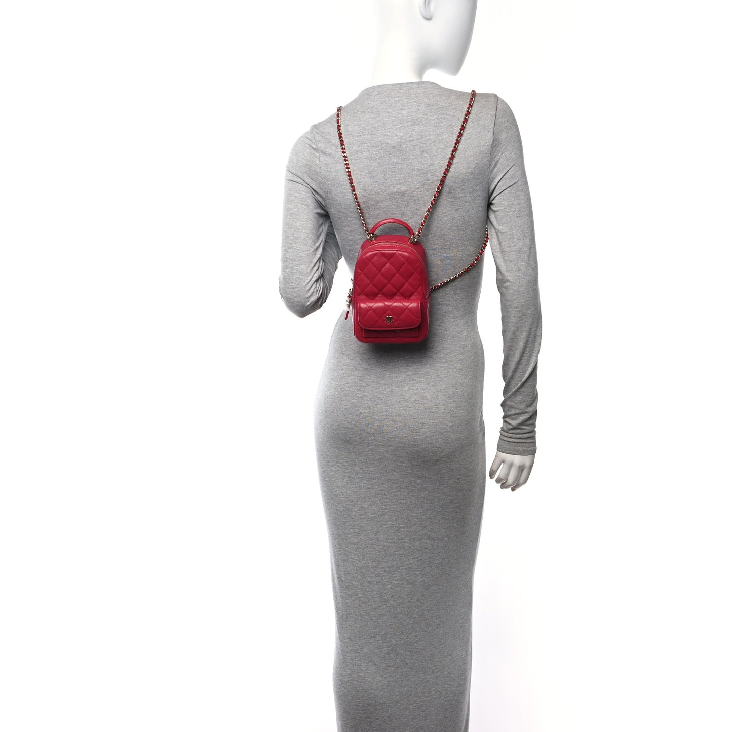 Caviar Quilted CC Mini Classic Backpack Dark Red