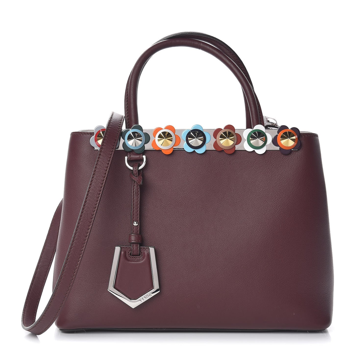 Vitello Dolce PVC Flower Studs Petite 2Jours Tote Bordeaux Multicolor