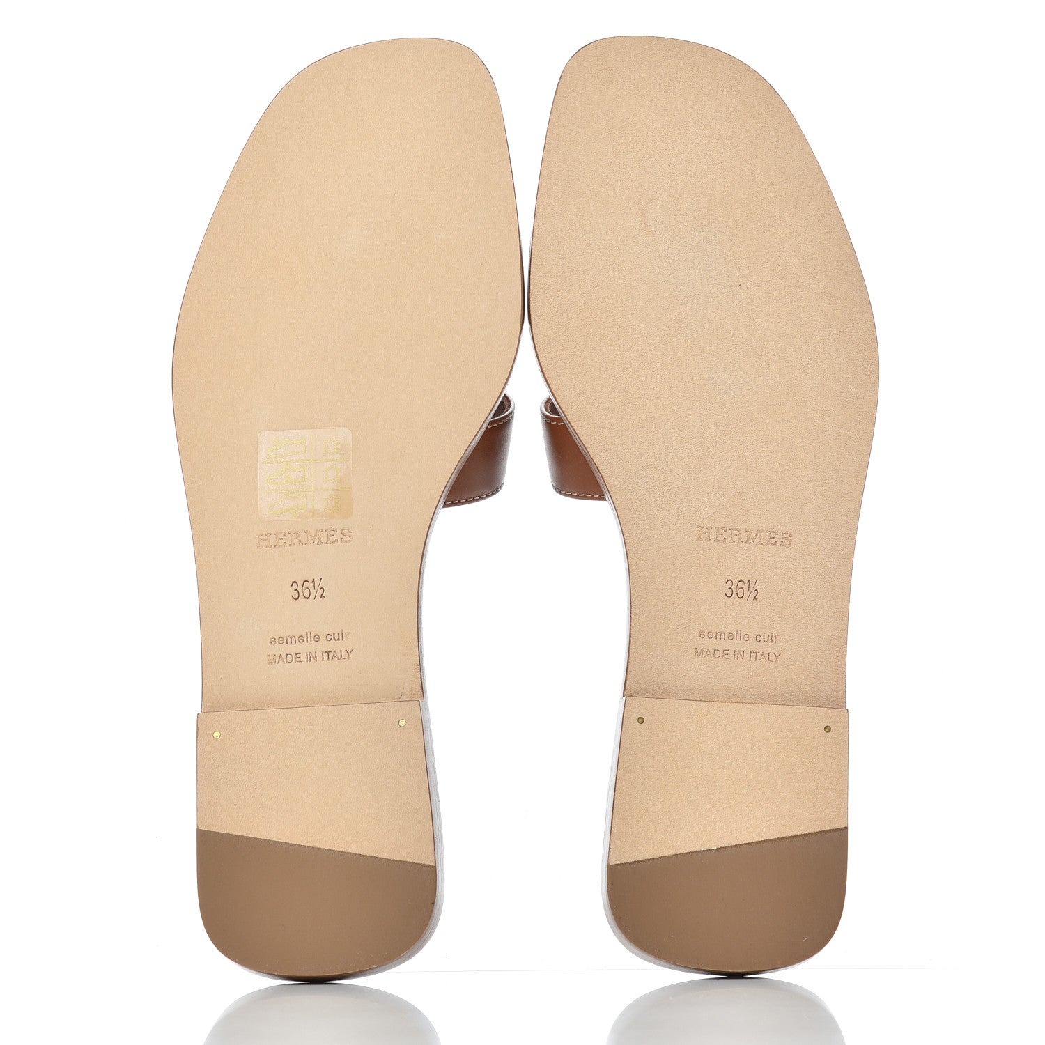 Hermes Box Calfskin Oran Sandals 36.5 Gold 5 of 11