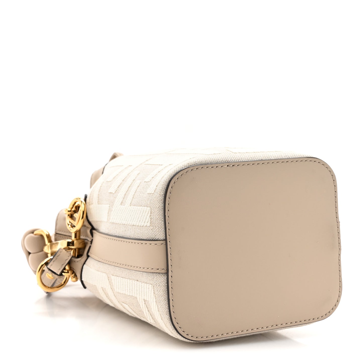 Canvas Nappa F is Fendi FF Embroidered Mini Mon Tresor Bucket Bag White Nuvola