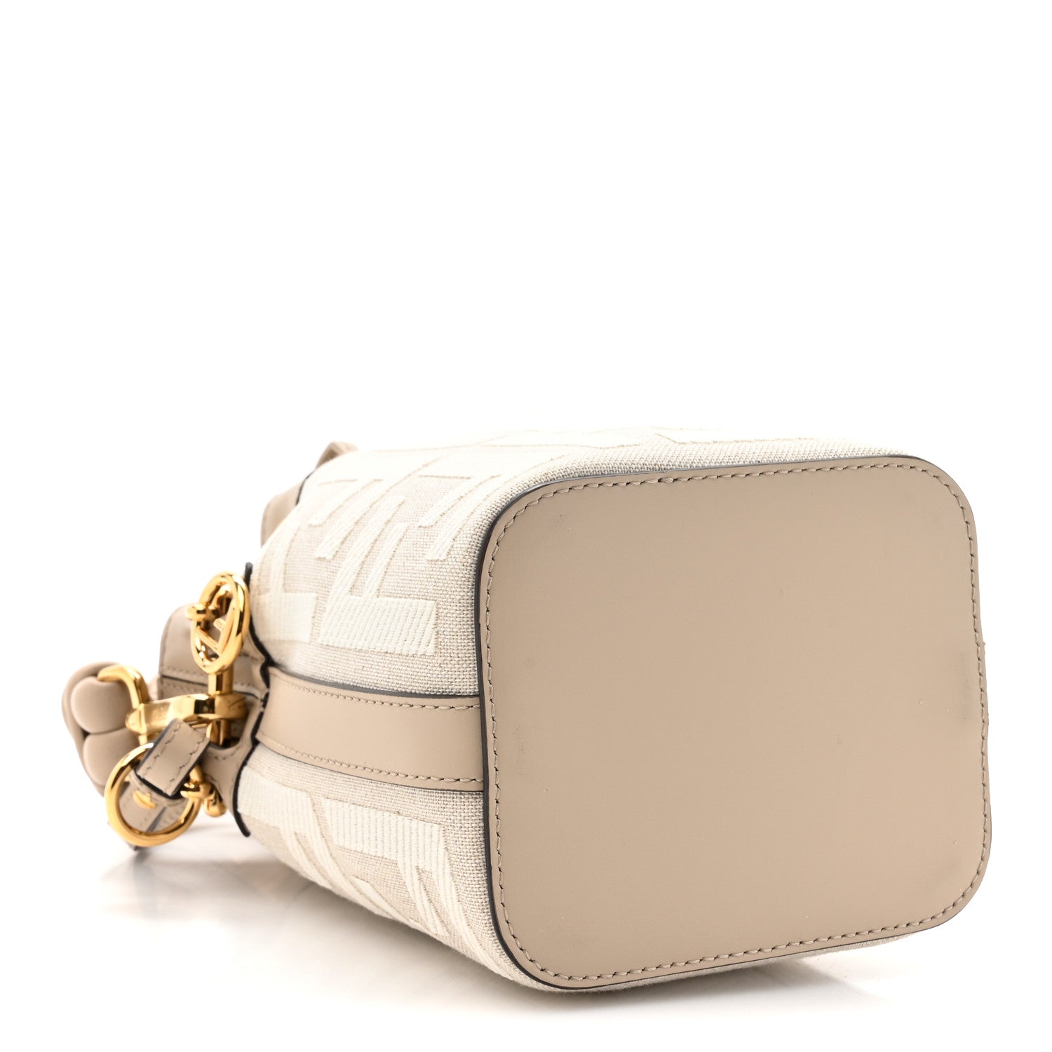 Fendi Canvas Nappa F is Fendi FF Embroidered Mini Mon Tresor Bucket Bag White Nuvola 4 of 10