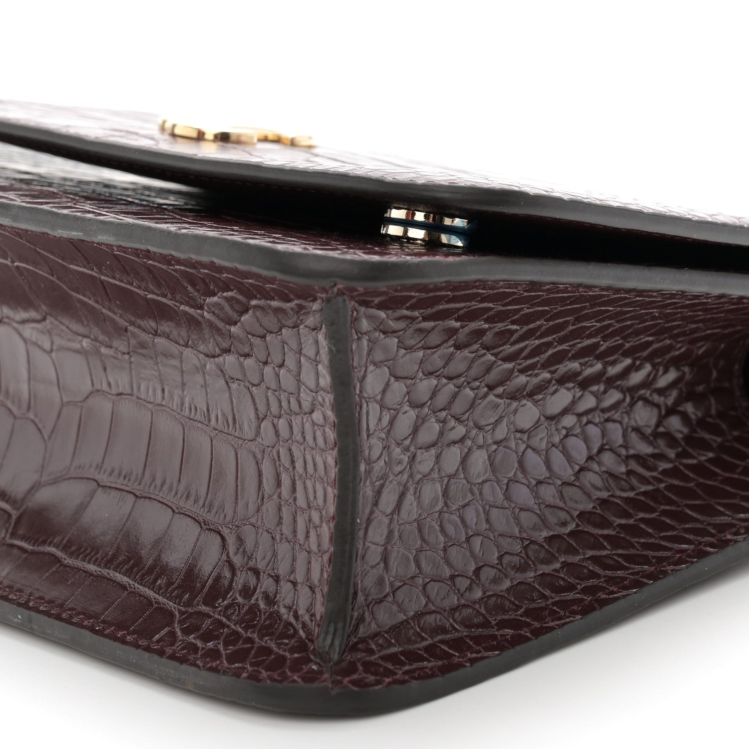 Jimmy Choo Calfskin Crocodile Embossed Medium JC Top Handle Bordeaux 10 of 12