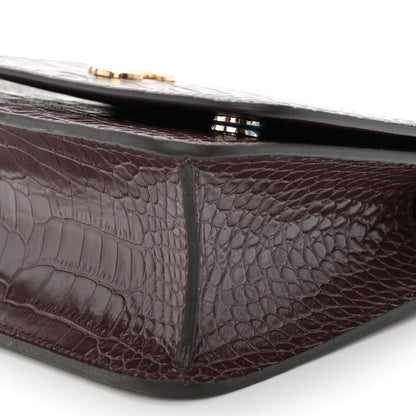 Jimmy Choo Calfskin Crocodile Embossed Medium JC Top Handle Bordeaux 10 of 12