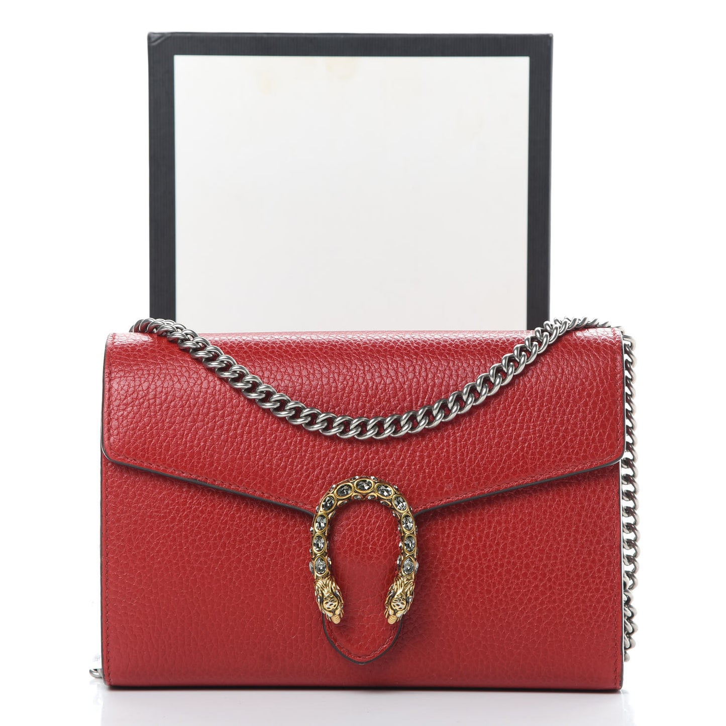 Calfskin Mini Dionysus Chain Wallet Hibiscus Red