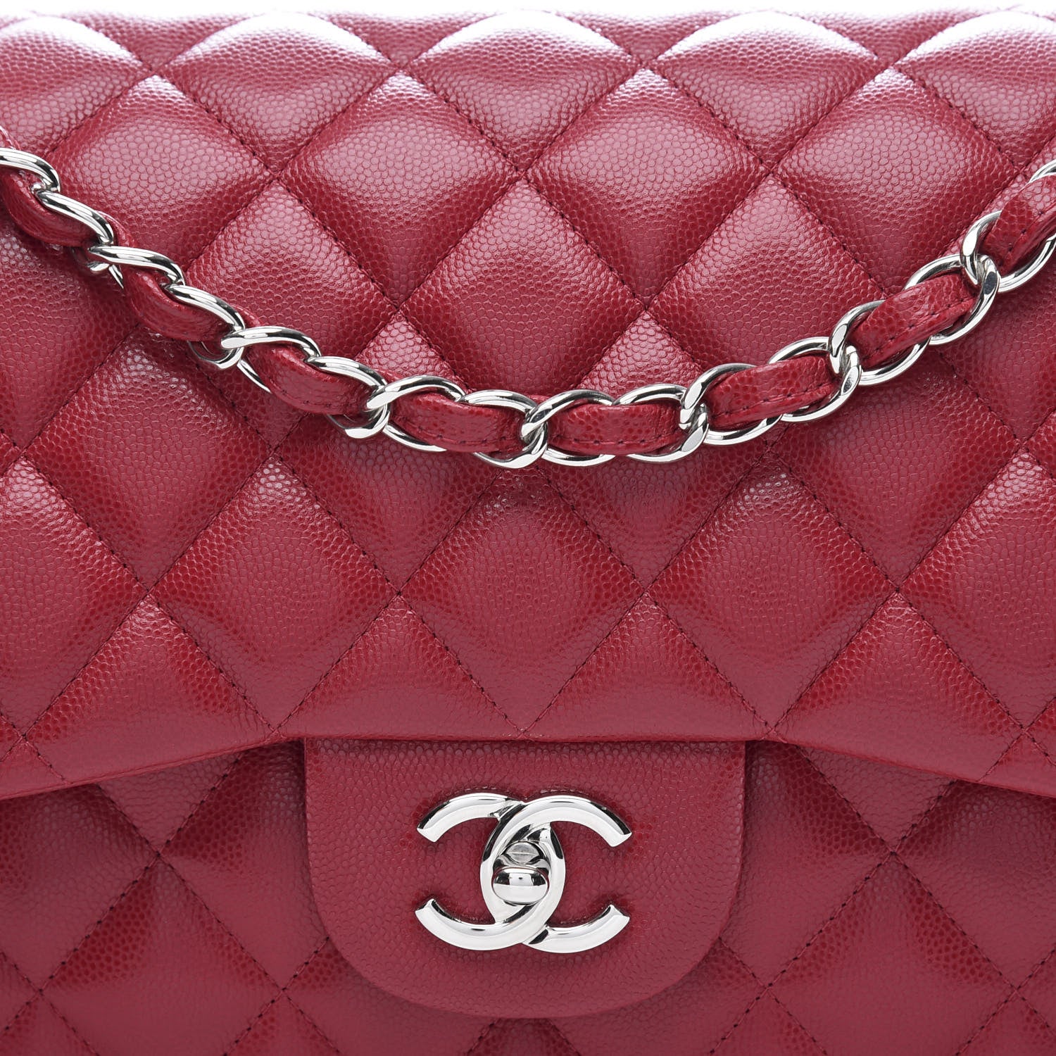 Chanel Caviar Quilted Jumbo Double Flap Red 10 of 10