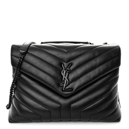Saint Laurent Calfskin Y Quilted Monogram Medium Loulou Chain Satchel Black 1 of 9
