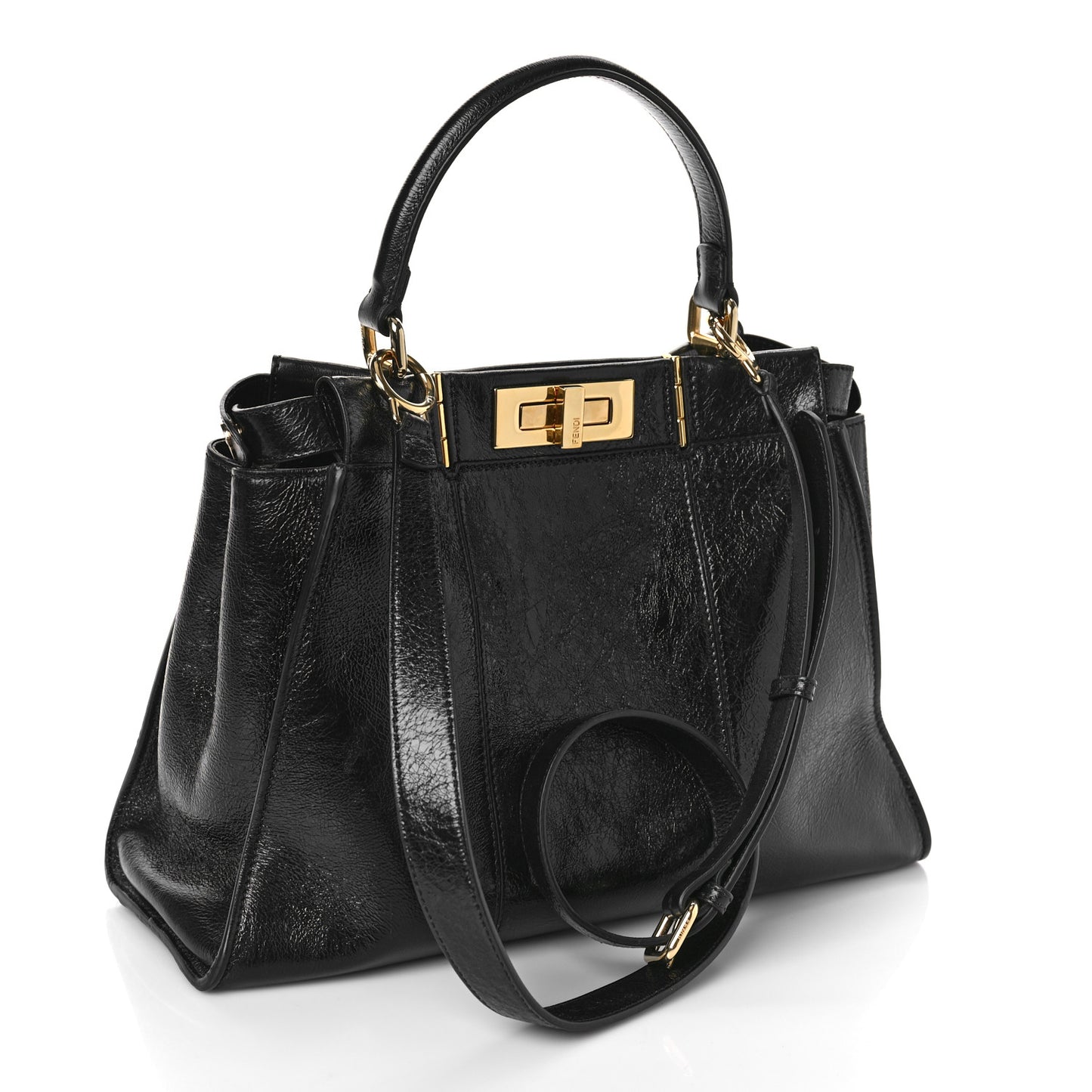 Agnello Old Shine Medium Peekaboo Iconic Satchel Black