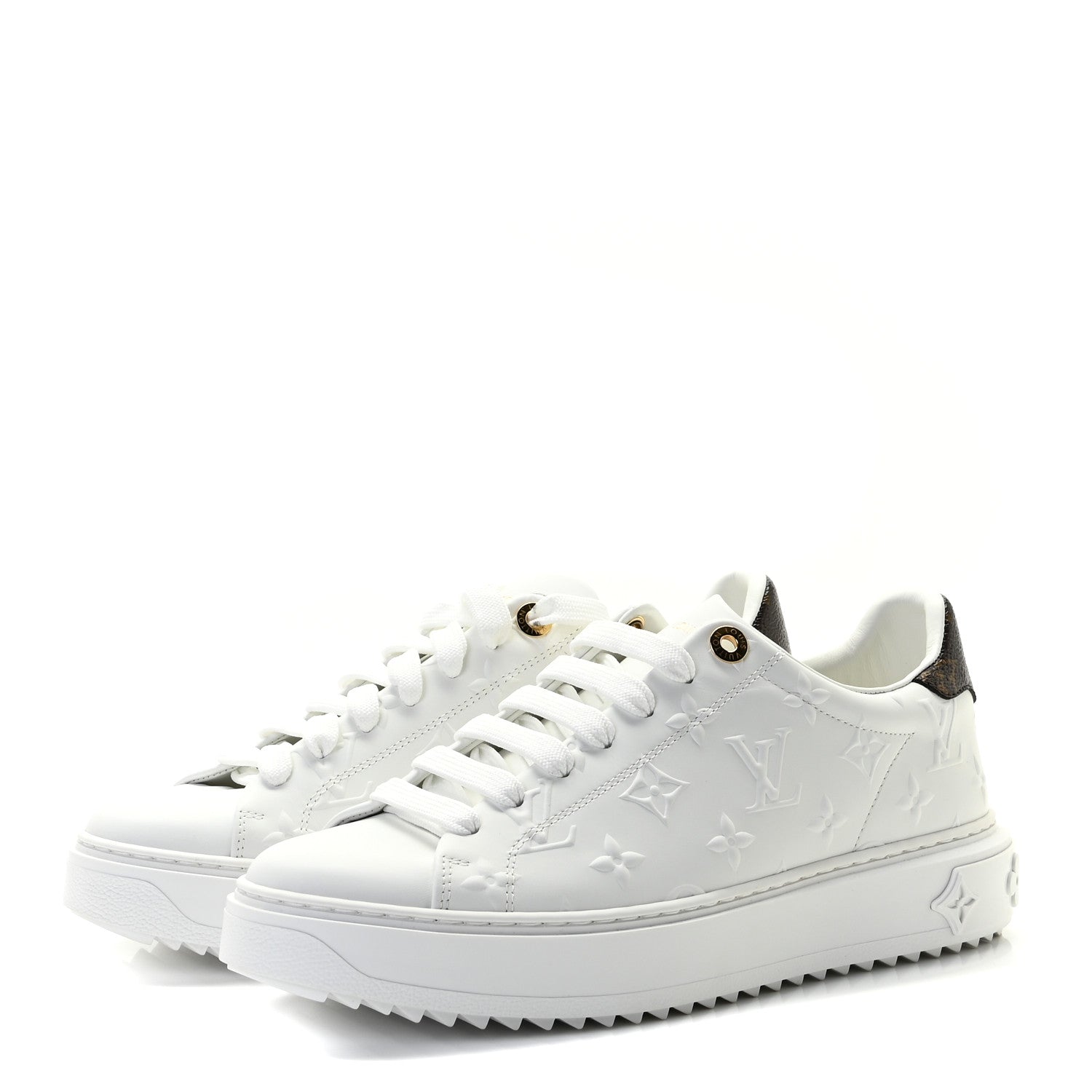 Louis Vuitton Lambskin Embossed Monogram Time Out Sneakers 40 White 2 of 8
