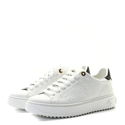 Louis Vuitton Lambskin Embossed Monogram Time Out Sneakers 40 White 2 of 8