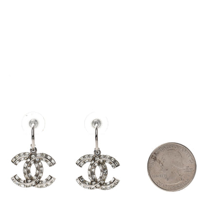 Chanel Baguette Crystal CC Dangle Earrings Silver 2 of 4