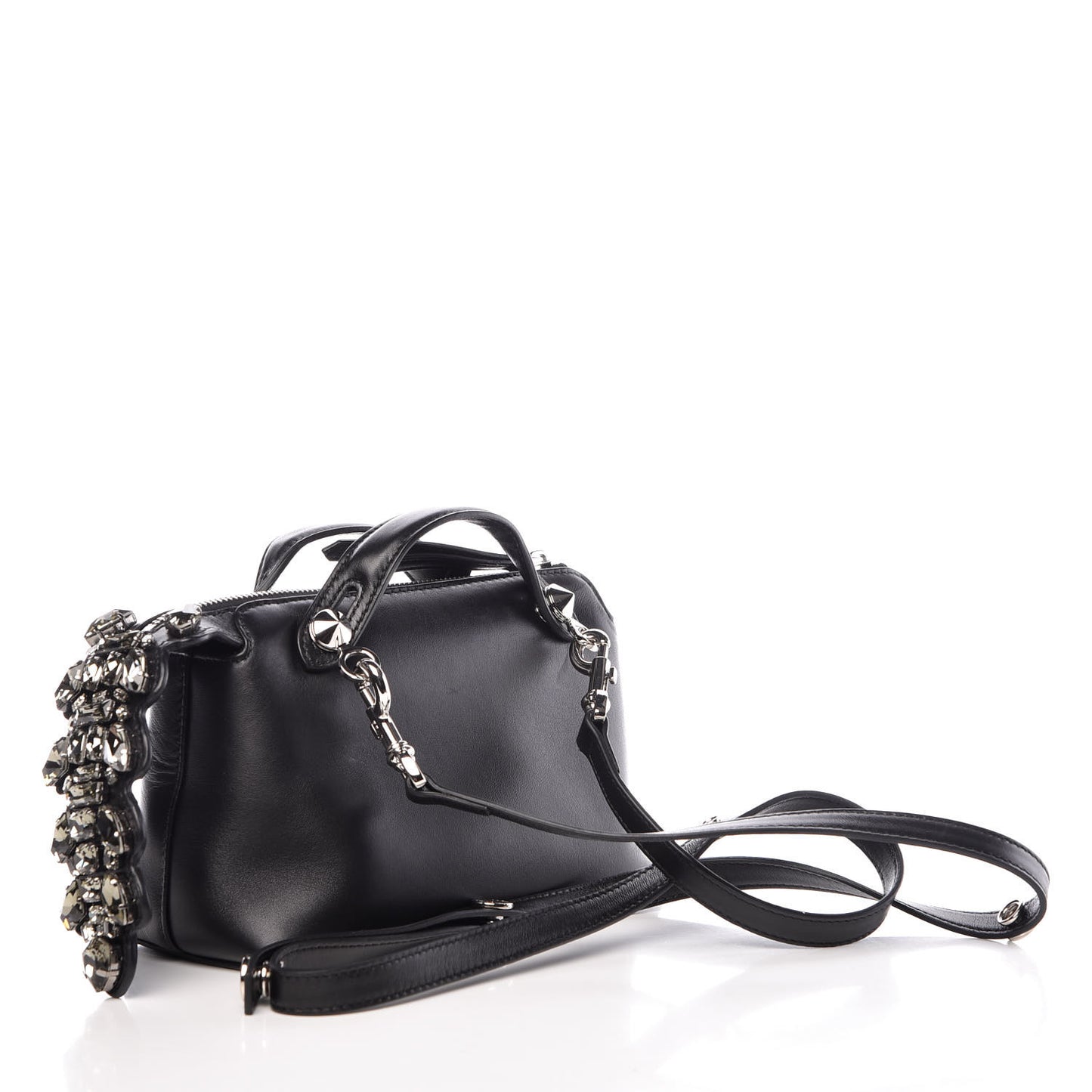 Shiny Nappa Crystal Croc Tail Mini By The Way Boston Bag Black Smoky Quartz