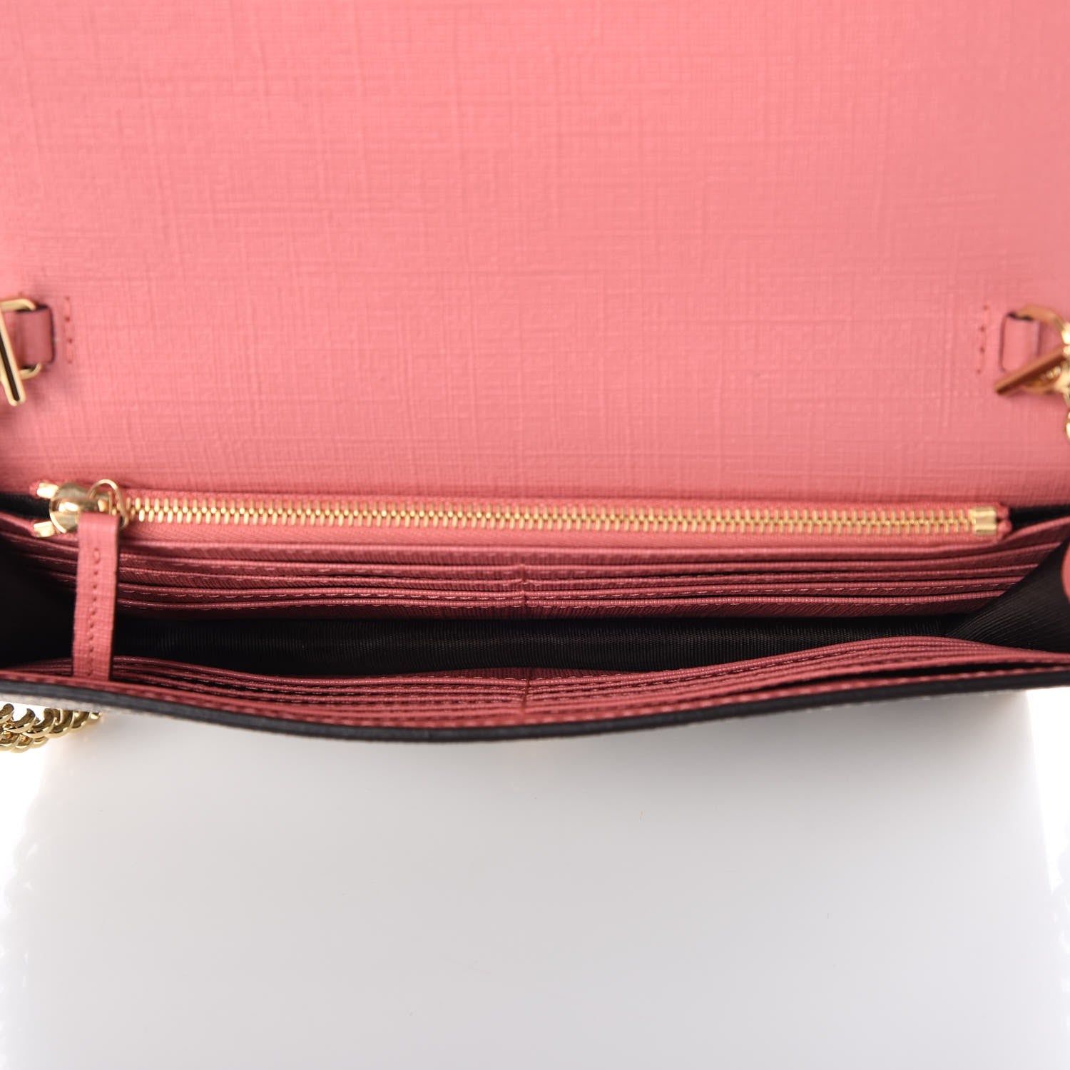 Gucci GG Supreme Monogram Face Embroidered Chain Wallet Pink 7 of 9