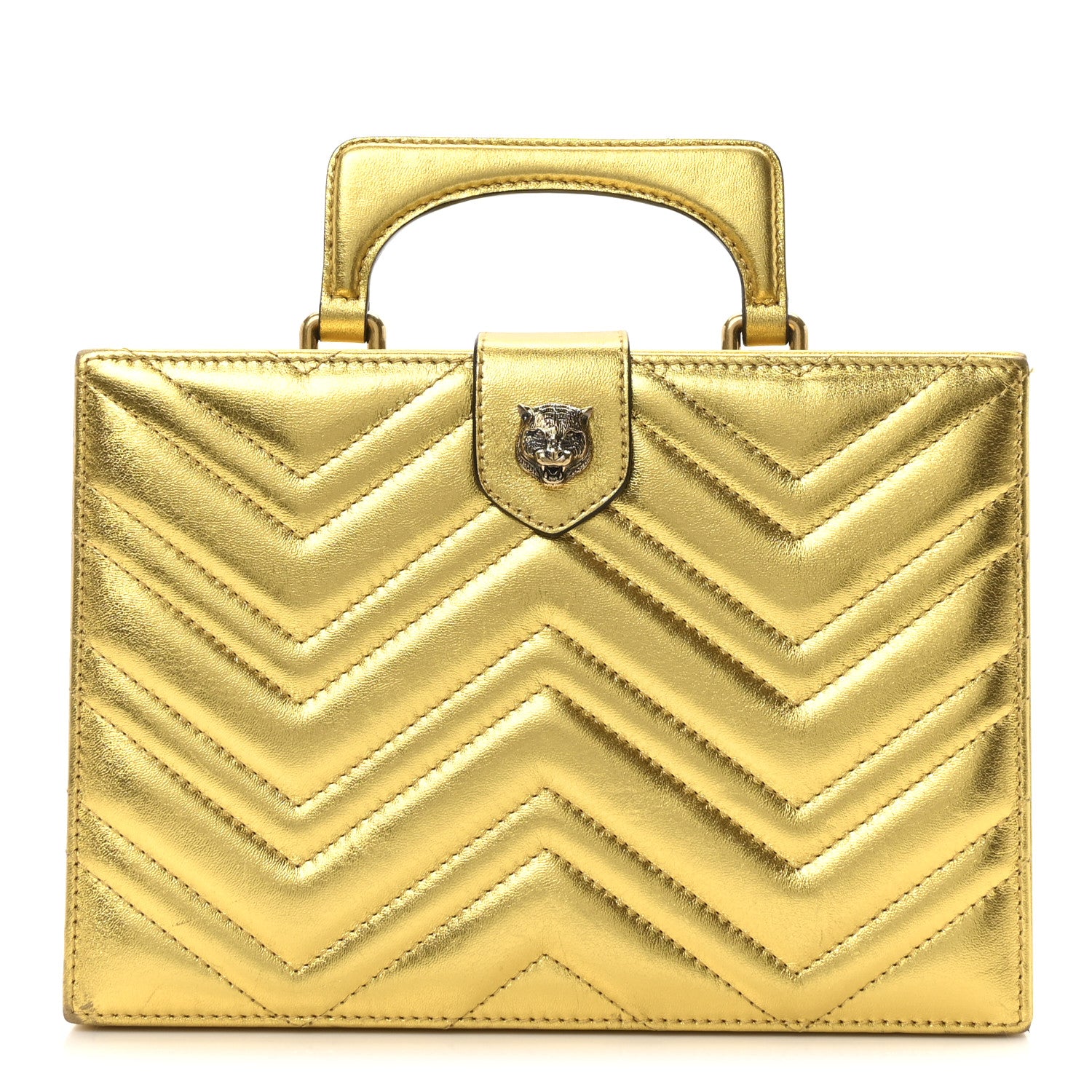 Gucci Metallic Nappa Matelasse Broadway Top Handle Bag Gold 1 of 10