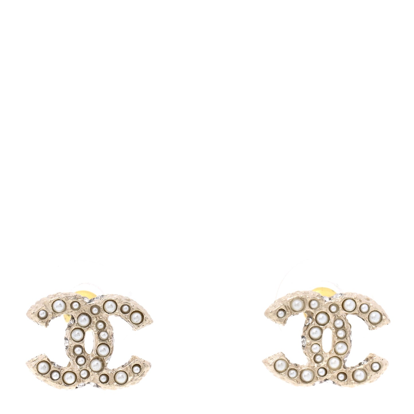 Metal Graduated Pearl Crystal CC Earrings Light Gold