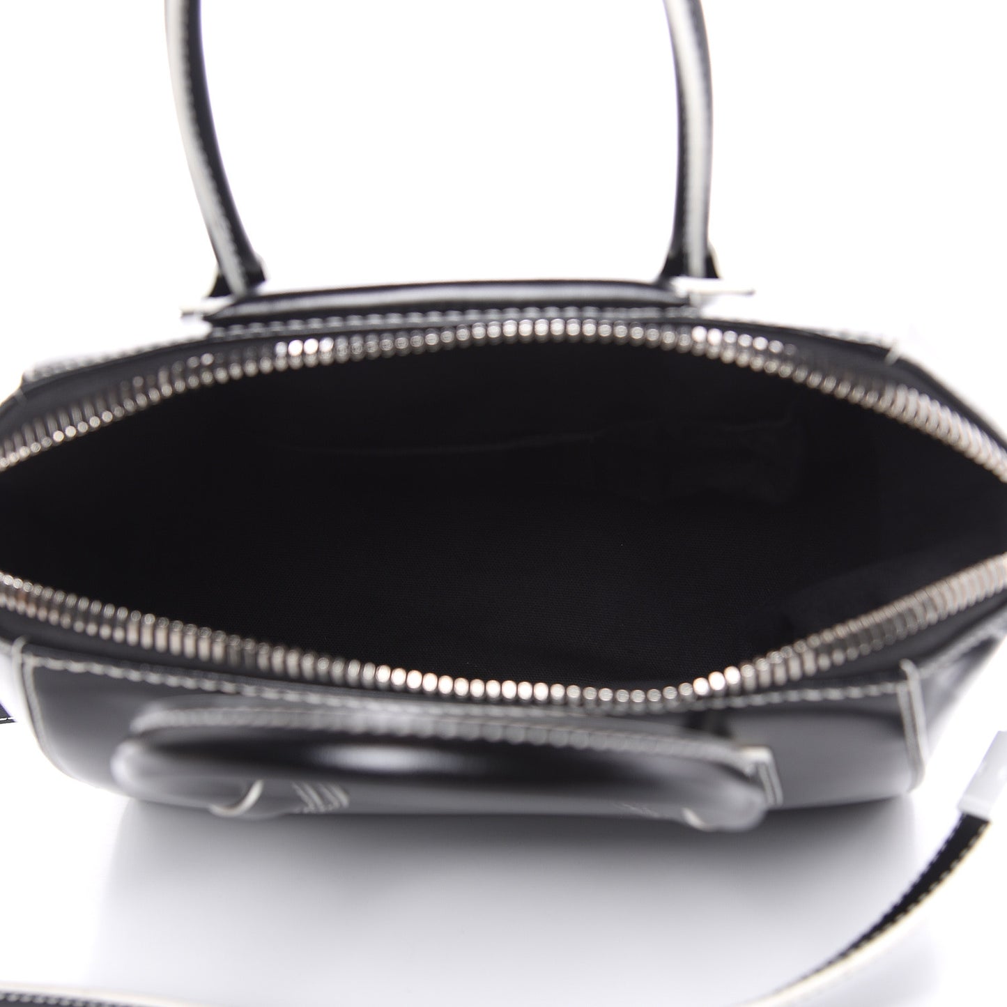 Calfskin Contrast Topstitch Small Antigona Black White