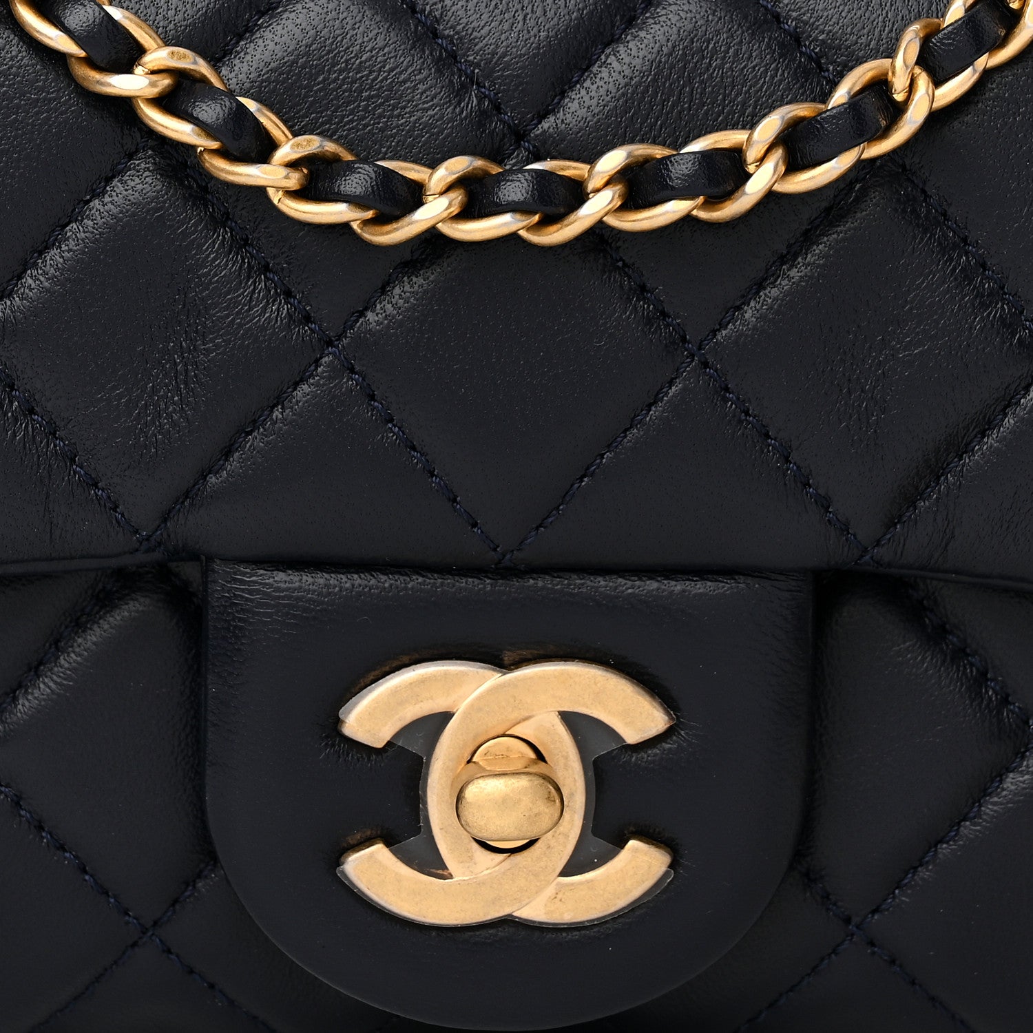 Chanel Lambskin Quilted Mini Pearl Crush Rectangular Flap Navy Blue 8 of 11