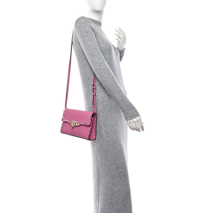Valentino Garavani Pebbled Calfskin Medium Rockstud Flip Lock Crossbody Bag Dawn Pink 3 of 8