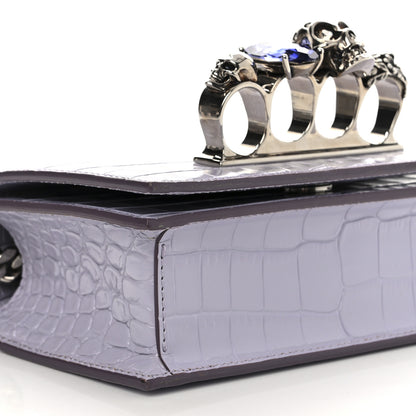 Alexander McQueen Shiny Crocodile Embossed Jeweled Satchel Lavender 5 of 14