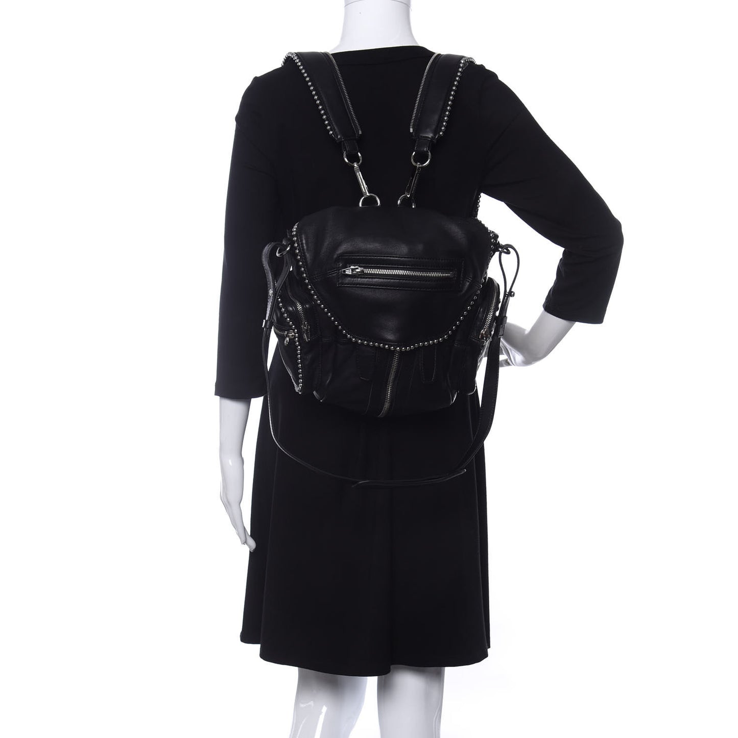 Lambskin Studded Mini Marti Convertible Backpack Black Rhodium Hardware