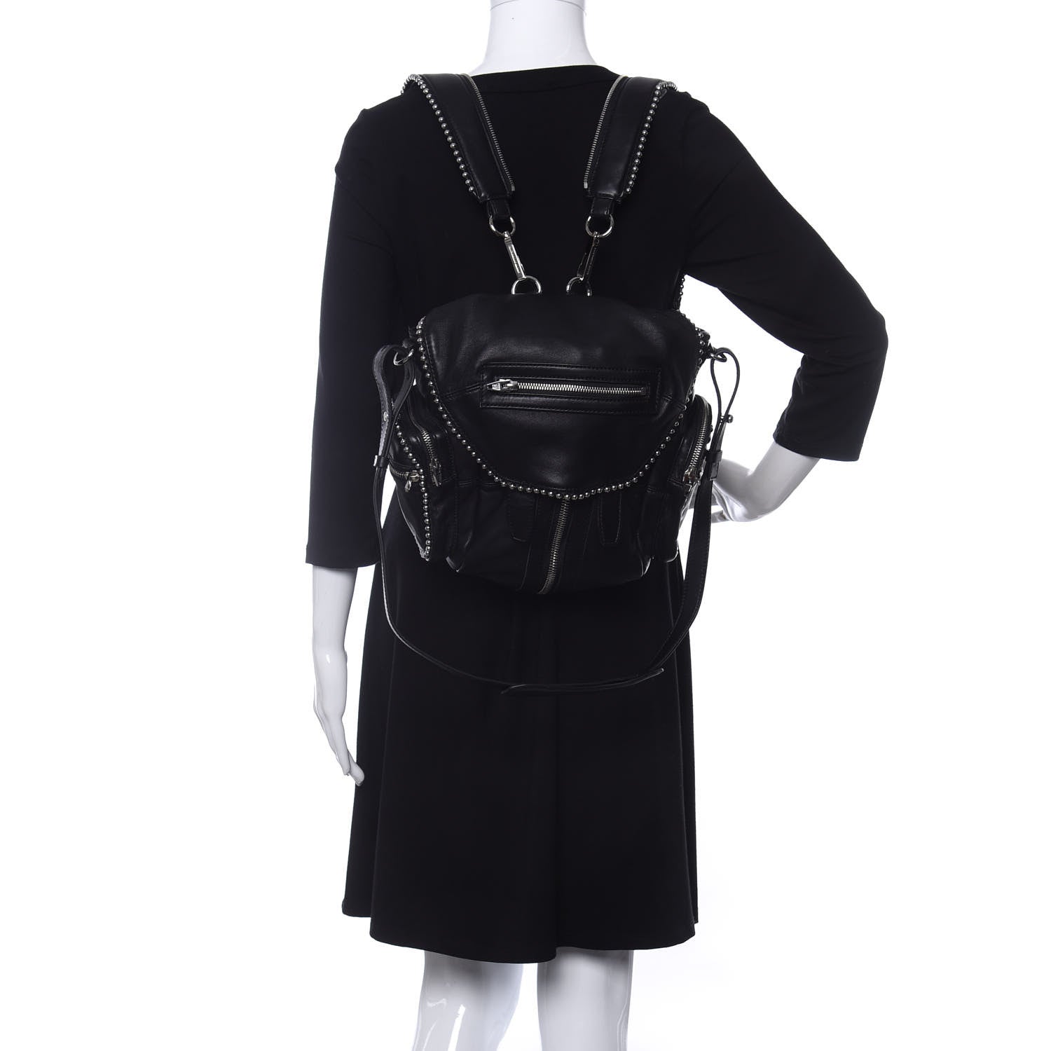 Alexander Wang Lambskin Studded Mini Marti Convertible Backpack Black Rhodium Hardware 2 of 9