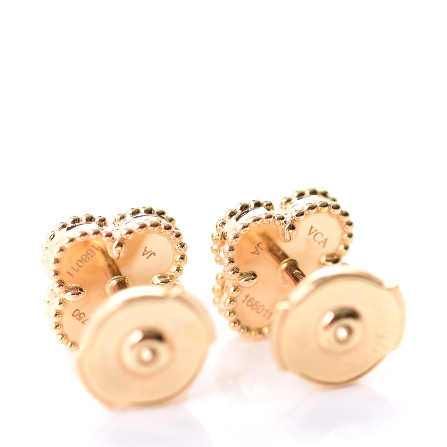 Van Cleef & Arpels 18K Yellow Gold Mother of Pearl Sweet Alhambra Earrings 3 of 5