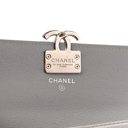 Chanel Grained Calfskin Quilted CC Box Flap Wallet Grey 6 of 9