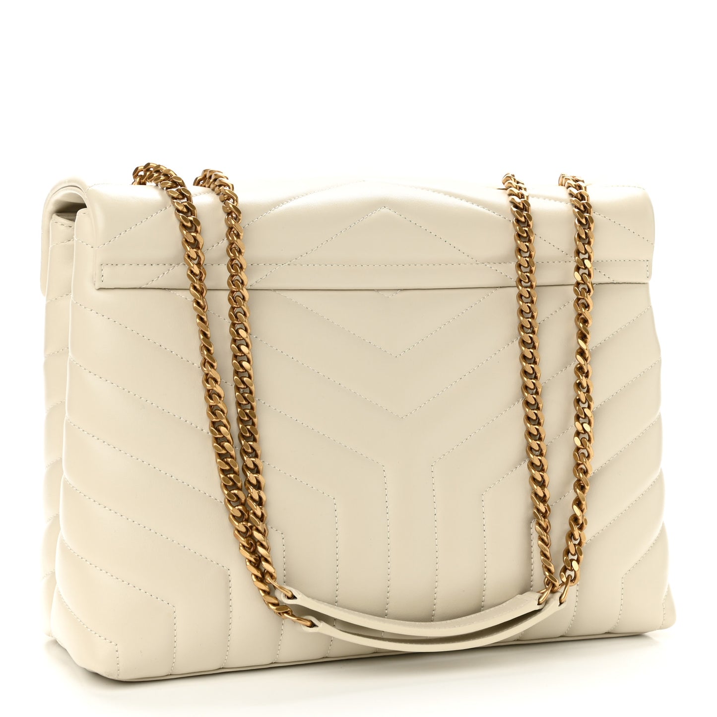 Calfskin Y Quilted Monogram Medium Loulou Chain Satchel Blanc Vintage