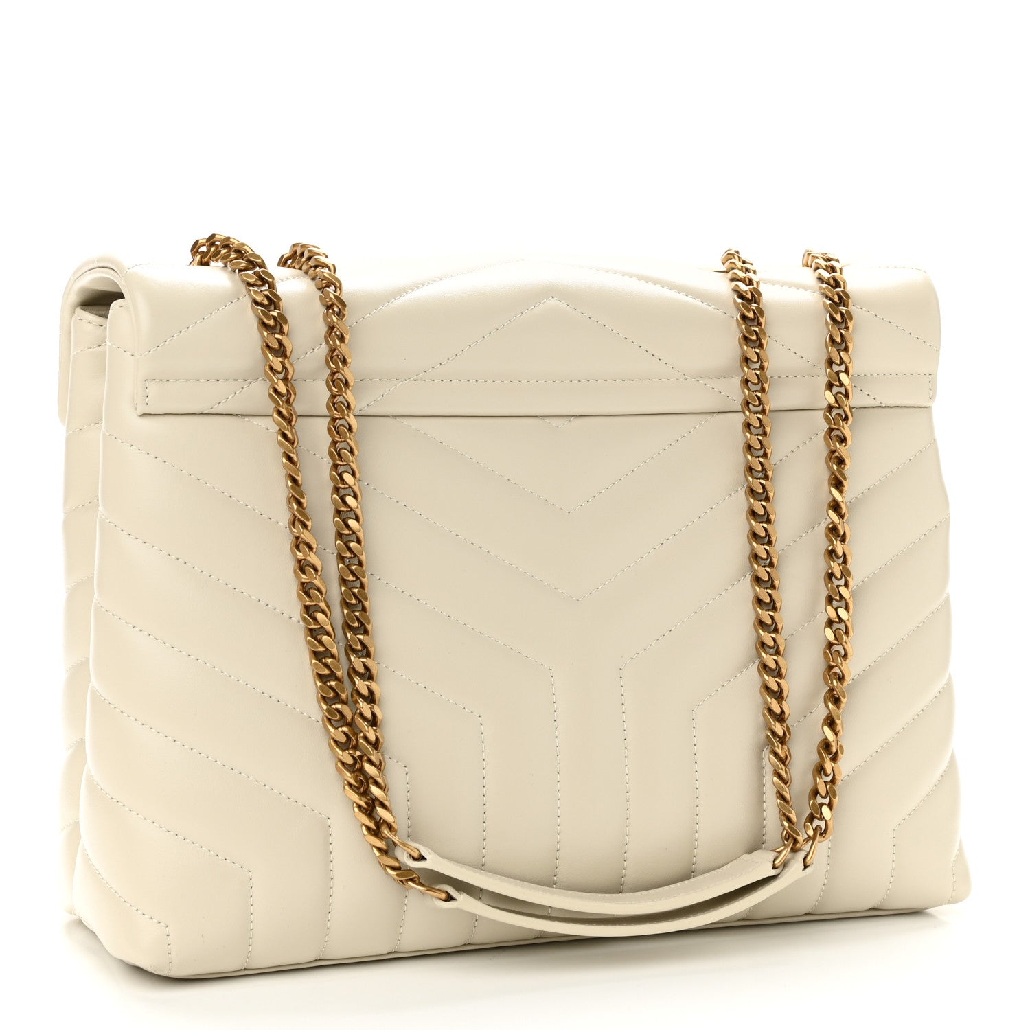 Saint Laurent Calfskin Y Quilted Monogram Medium Loulou Chain Satchel Blanc Vintage 4 of 11