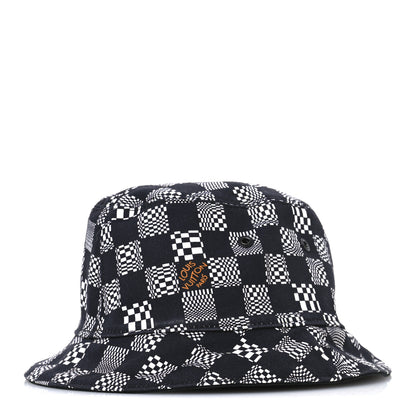 Louis Vuitton Cotton Damier Distorted Reversible Bucket Hat Black 3 of 15