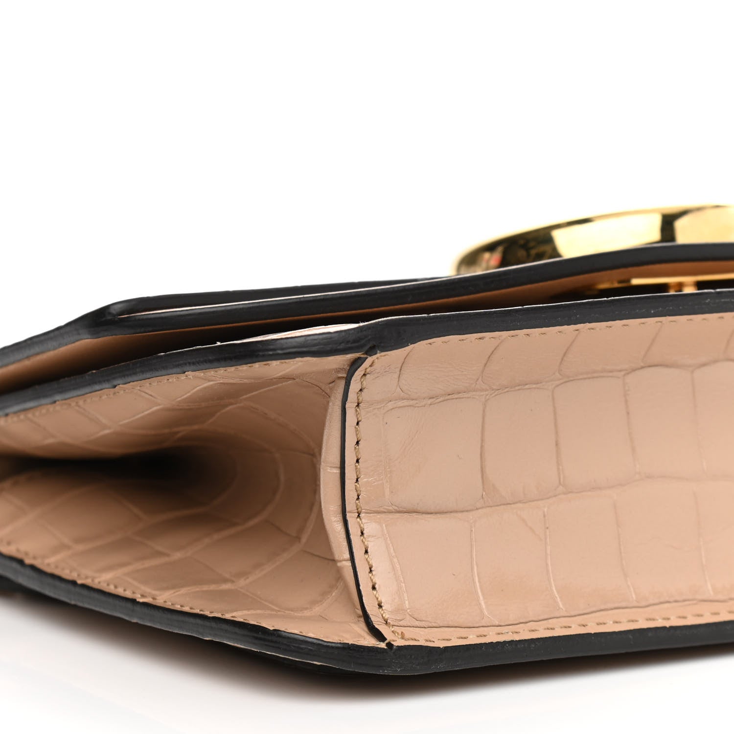 Chloe Calfskin Crocodile Embossed C Shoulder Bag Nut 9 of 11
