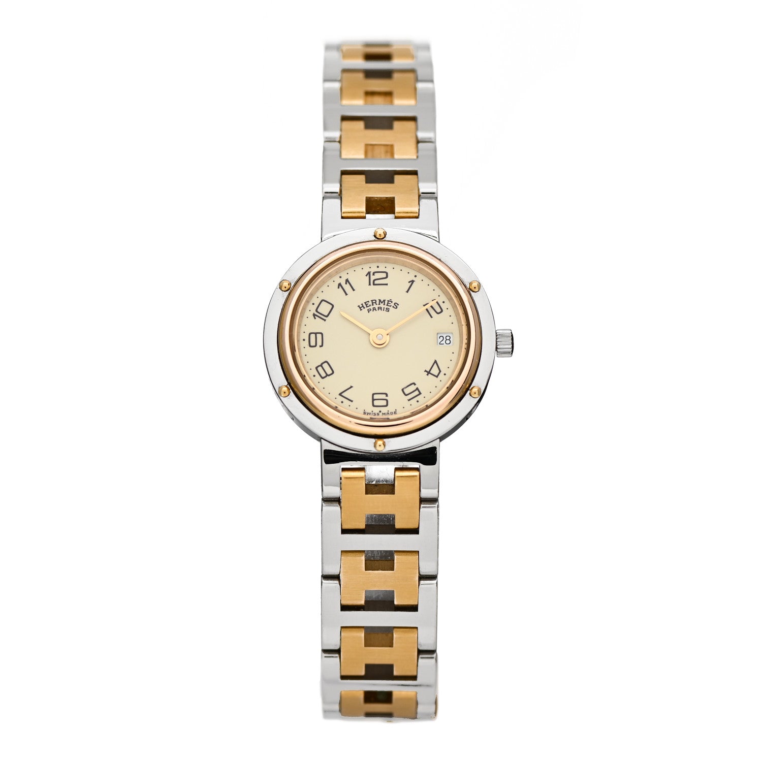 Hermes Stainless Steel 24mm Clipper Quartz Watch Gold 1 of 5