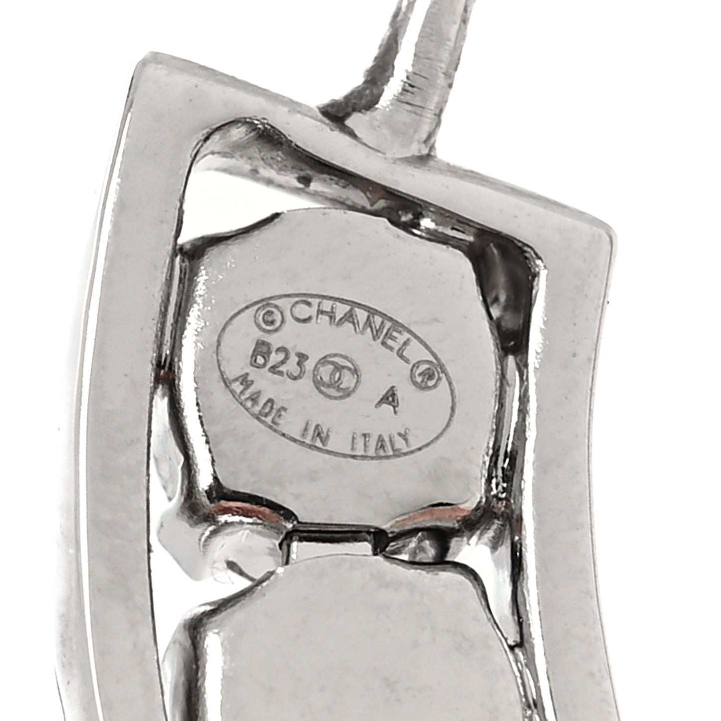 Metal Crystal CC XL Hoop Earrings Silver