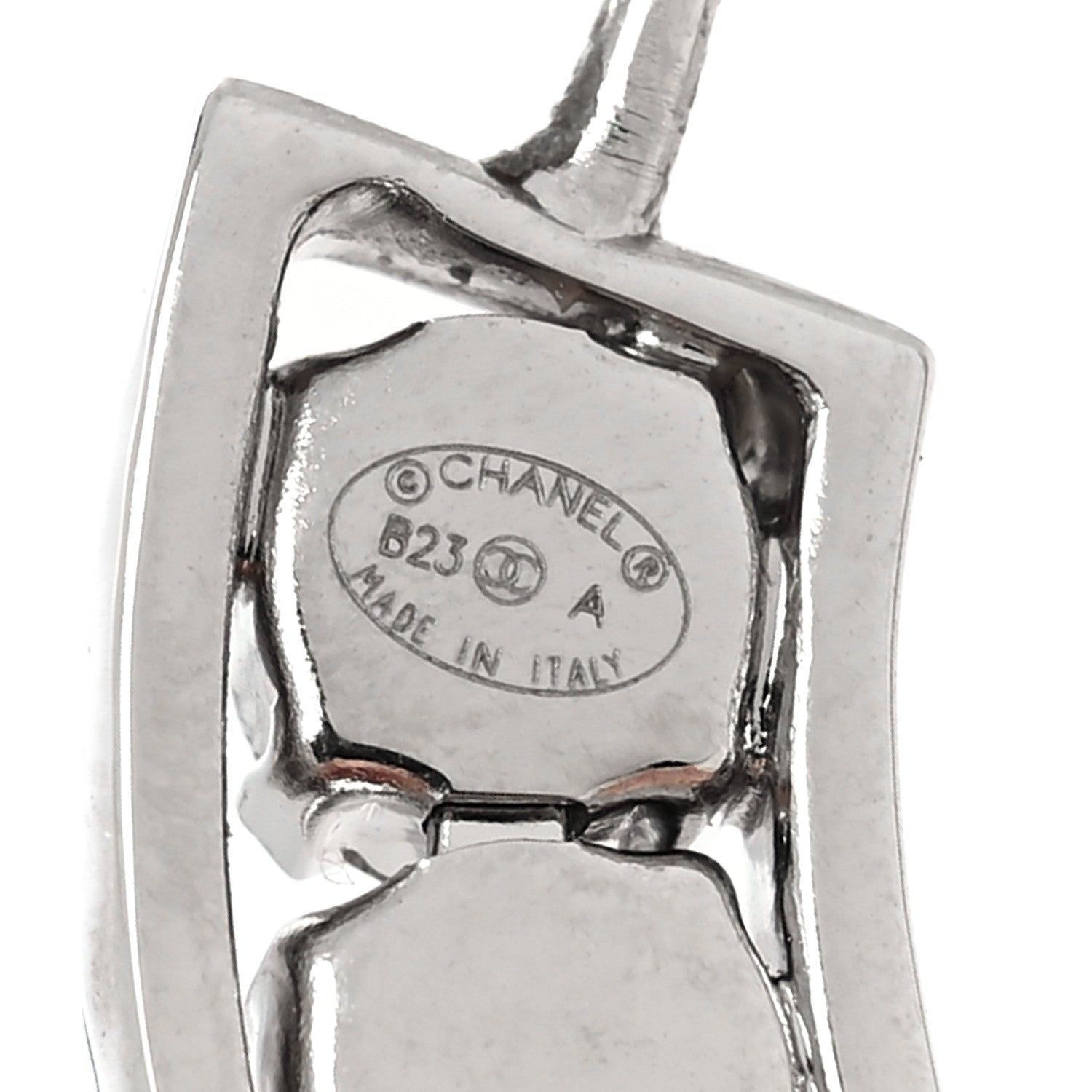 Chanel Metal Crystal CC XL Hoop Earrings Silver 4 of 4