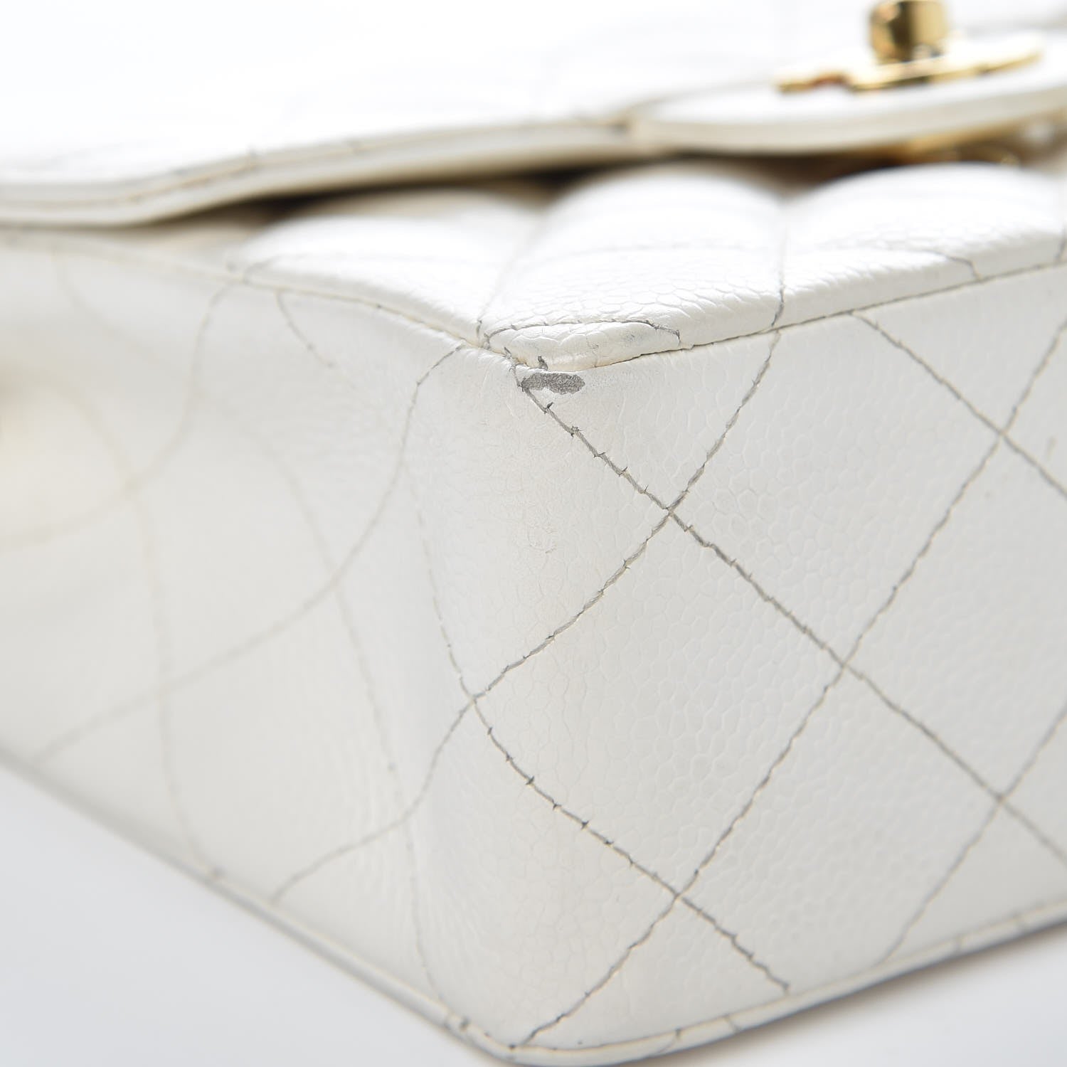 Chanel Caviar Quilted Mini Square Flap White 12 of 14