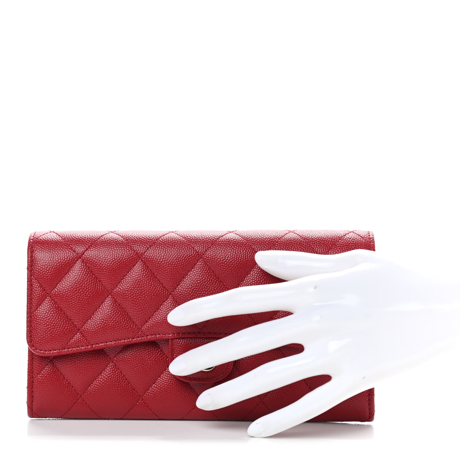 Chanel Caviar Quilted Large Gusset Flap Wallet Dark Red 2 of 9