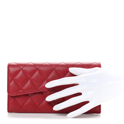 Chanel Caviar Quilted Large Gusset Flap Wallet Dark Red 2 of 9