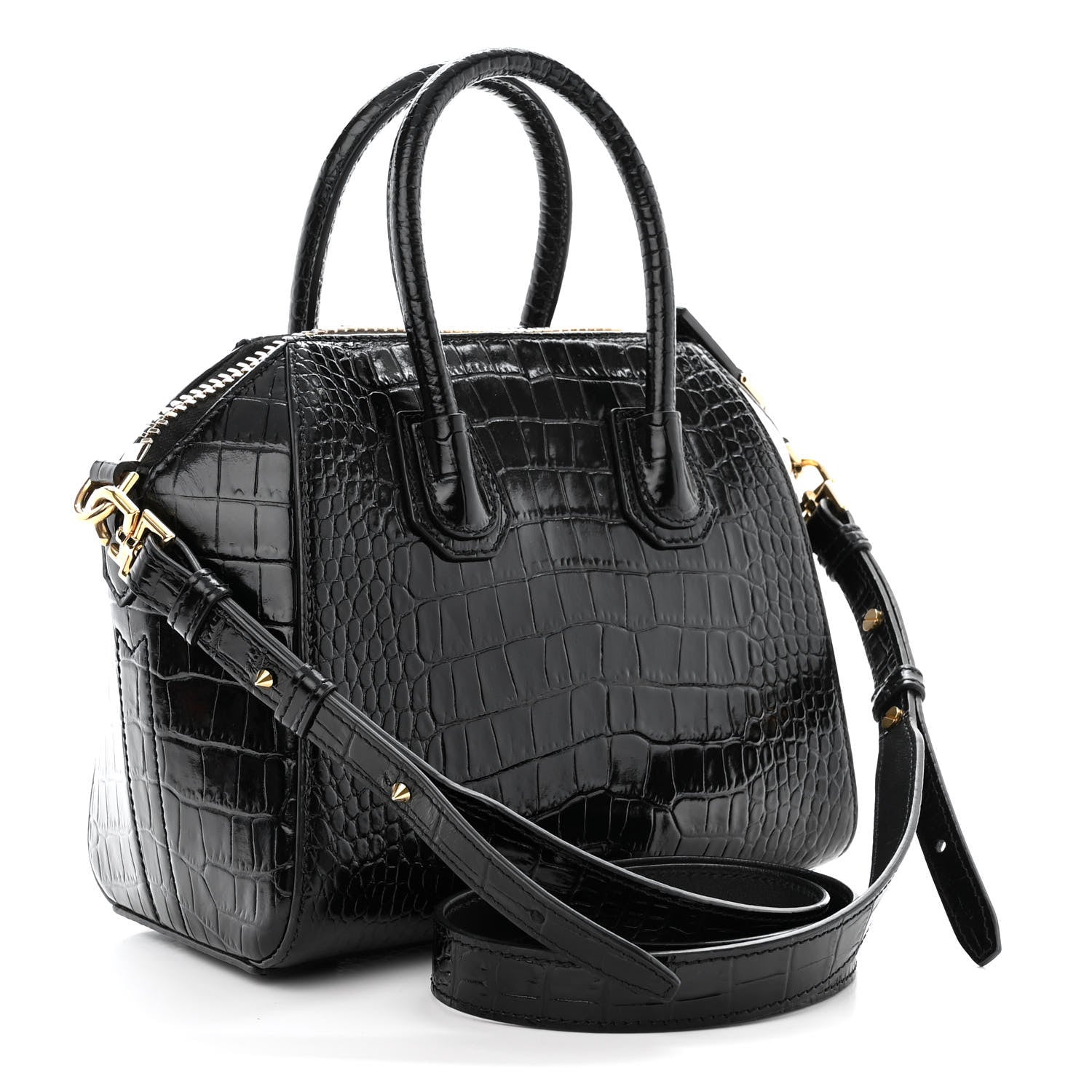 Givenchy Calfskin Crocodile Embossed Mini Antigona Black 3 of 11