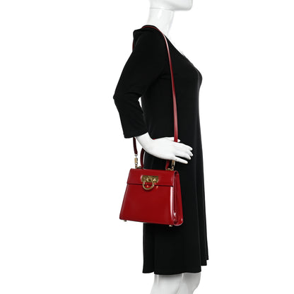 Salvatore Ferragamo Brushed Off Calfskin Small Iconic Top Handle Red 2 of 12
