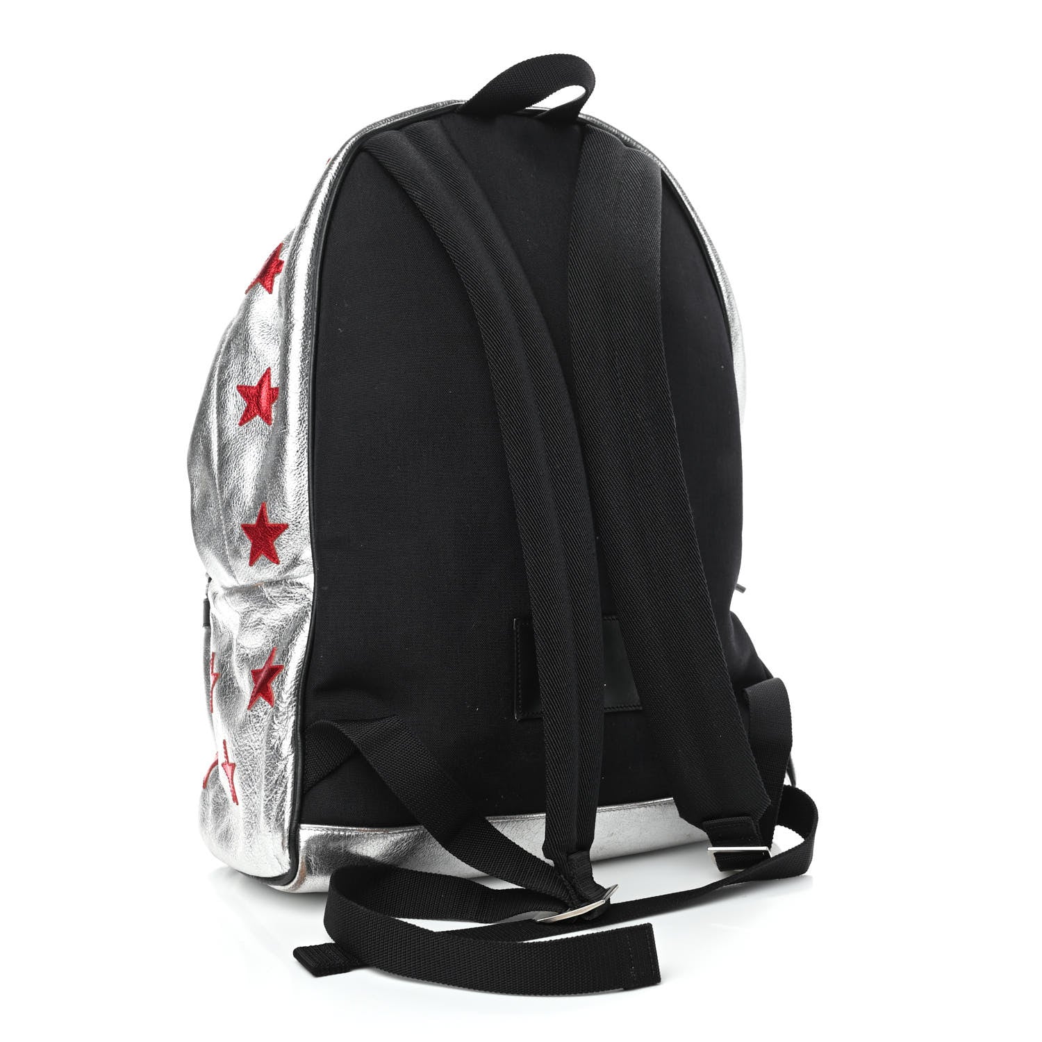 Saint Laurent Metallic Buffalo Star Hunting Backpack Silver Red 3 of 14