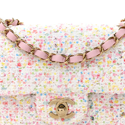 Chanel Tweed Sequin Quilted Mini Rectangular Flap White Pink Green Blue 8 of 10