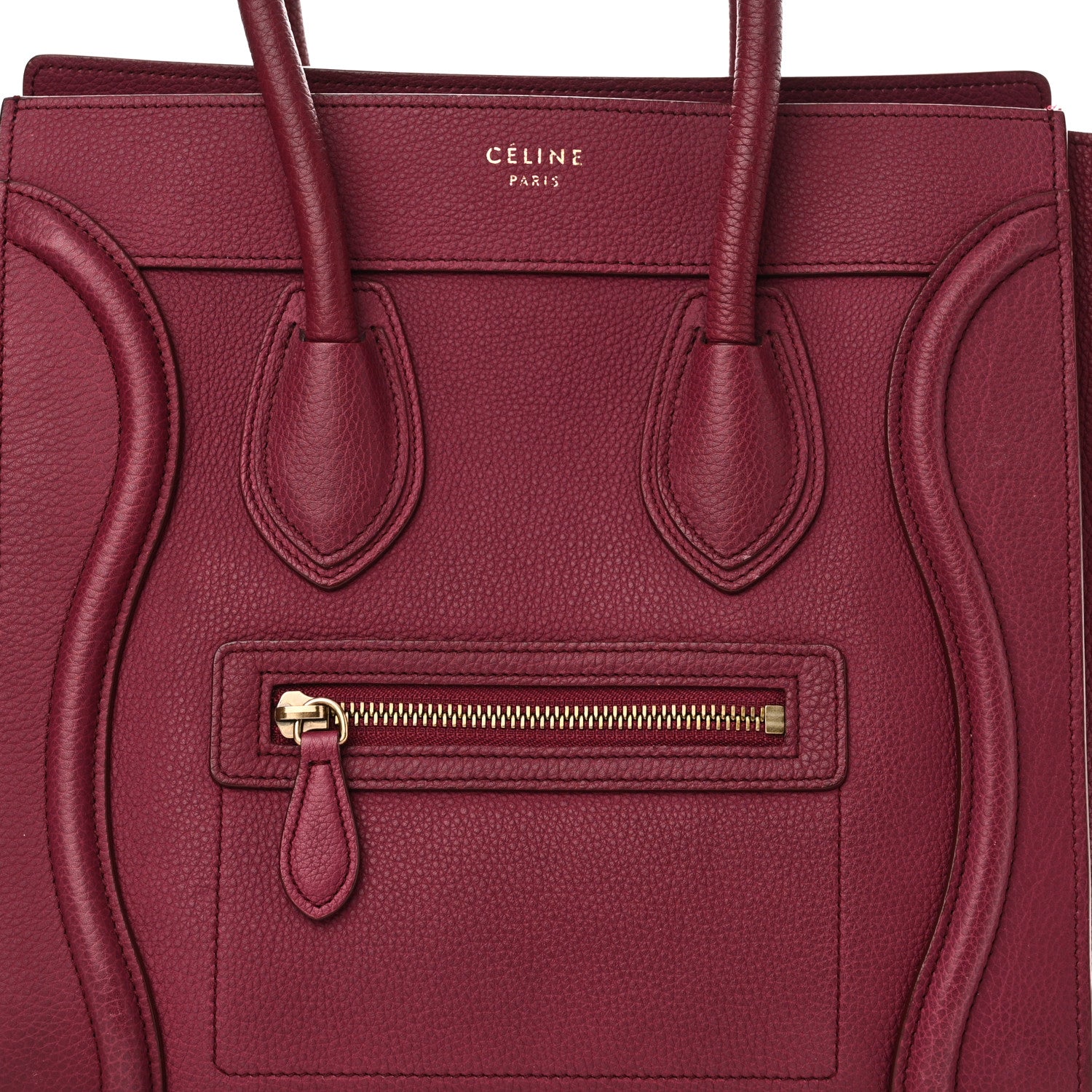 Celine Drummed Calfskin Micro Luggage Plum 7 of 11