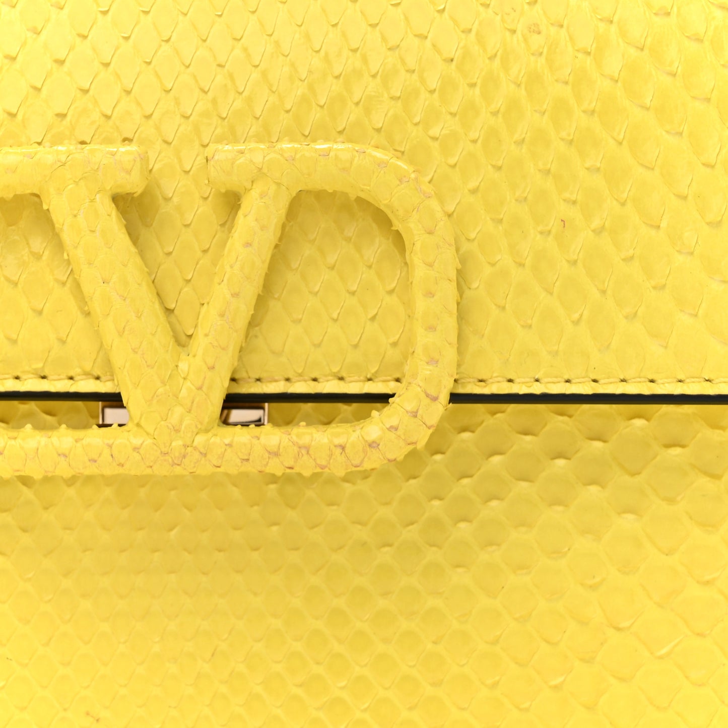 Snakeskin Embossed Mini VSling Top Handle Bag Yellow