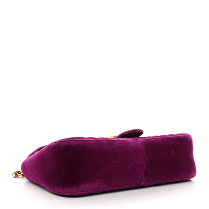 Gucci Velvet Matelasse Small GG Marmont Shoulder Bag Fuchsia Violet Cyclamen 4 of 13