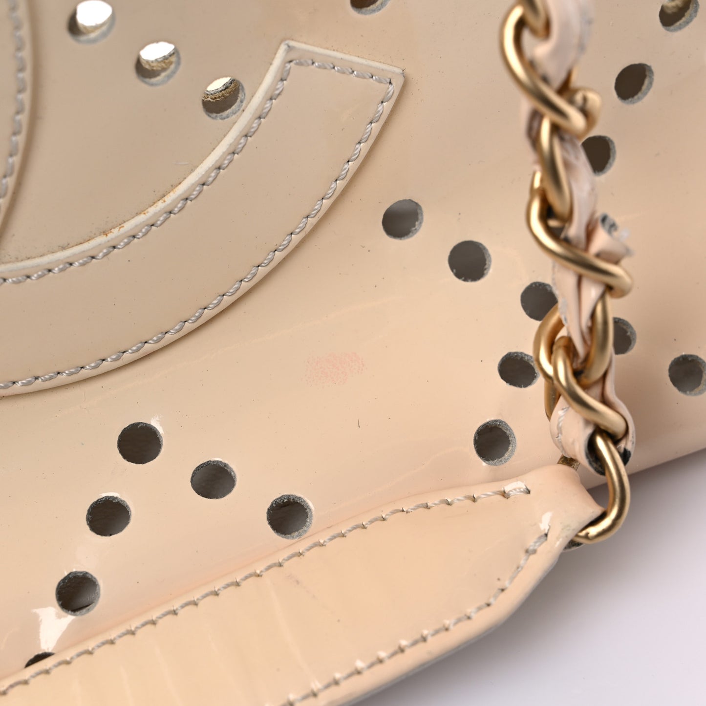 Patent Perforated CC Tote White