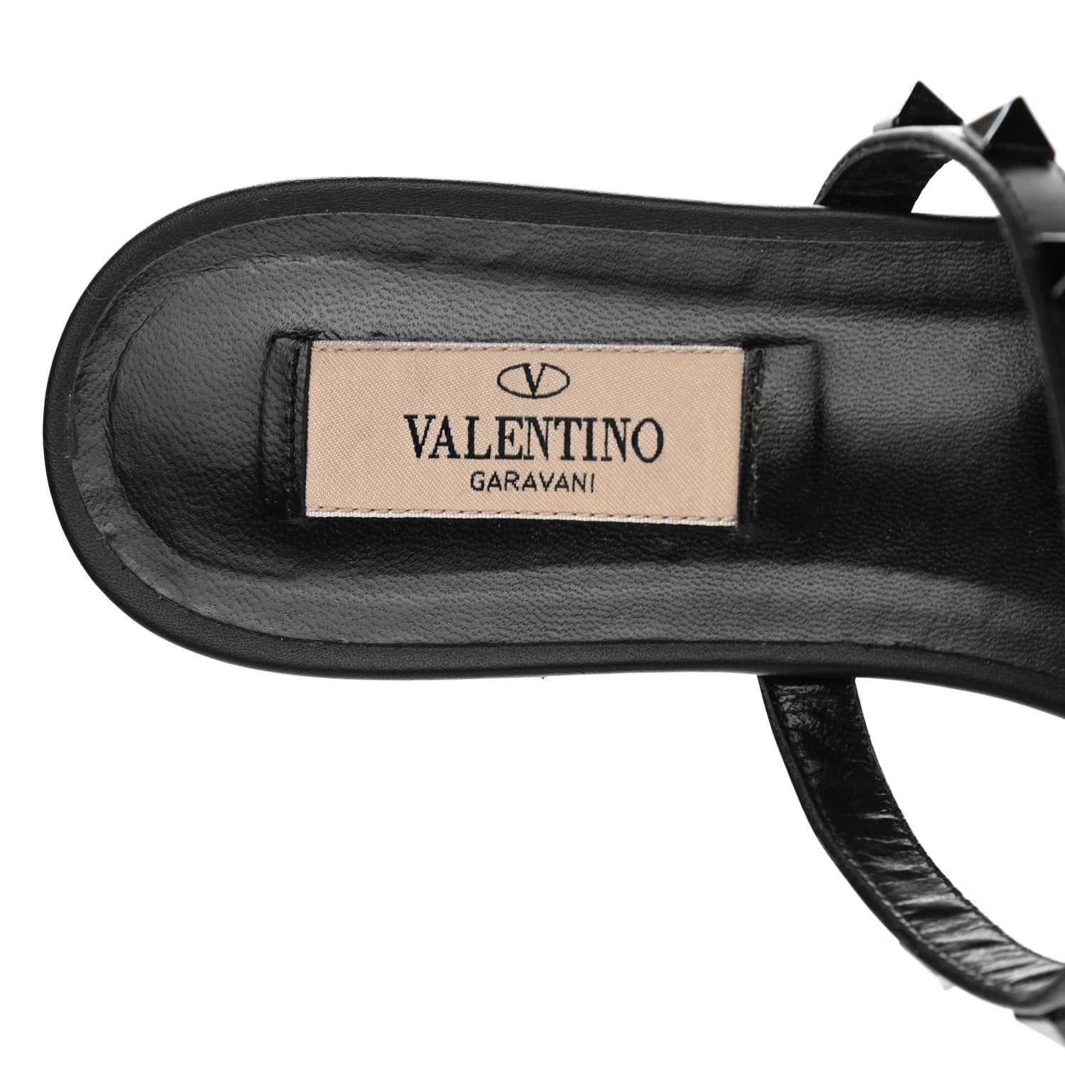 Valentino Garavani Nappa Monochrome Rockstud Caged Flat Slide Sandals 37 Black 7 of 13