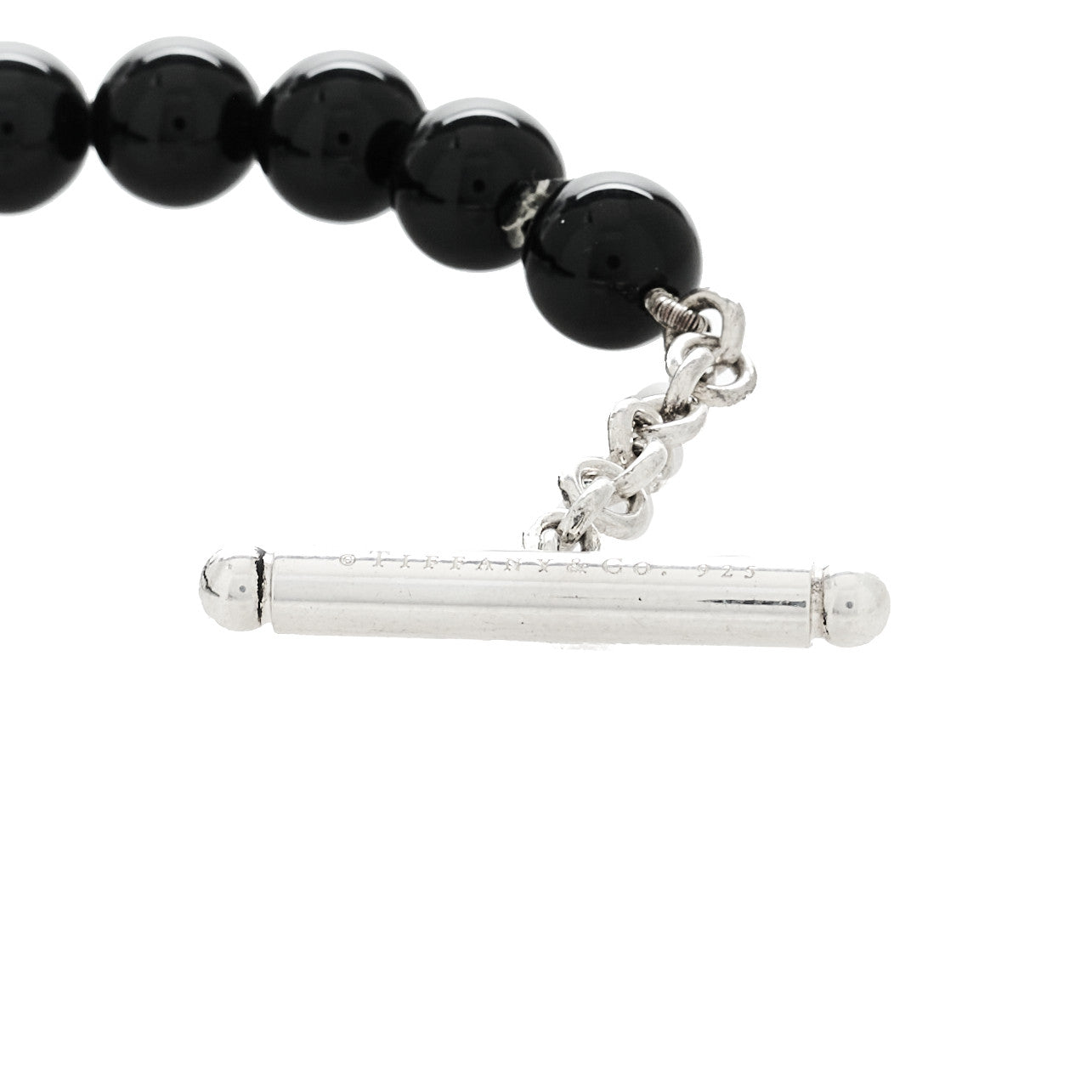 Sterling Silver Black Onyx Bead Toggle Necklace