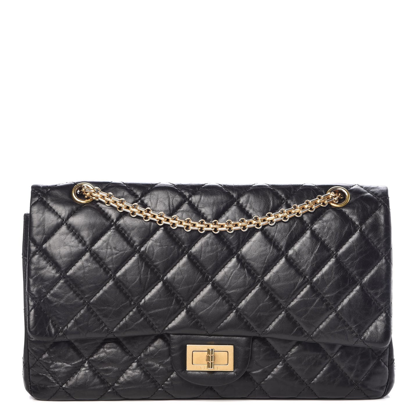 Aged Calfskin Quilted 2.55 Reissue 227 Flap Black