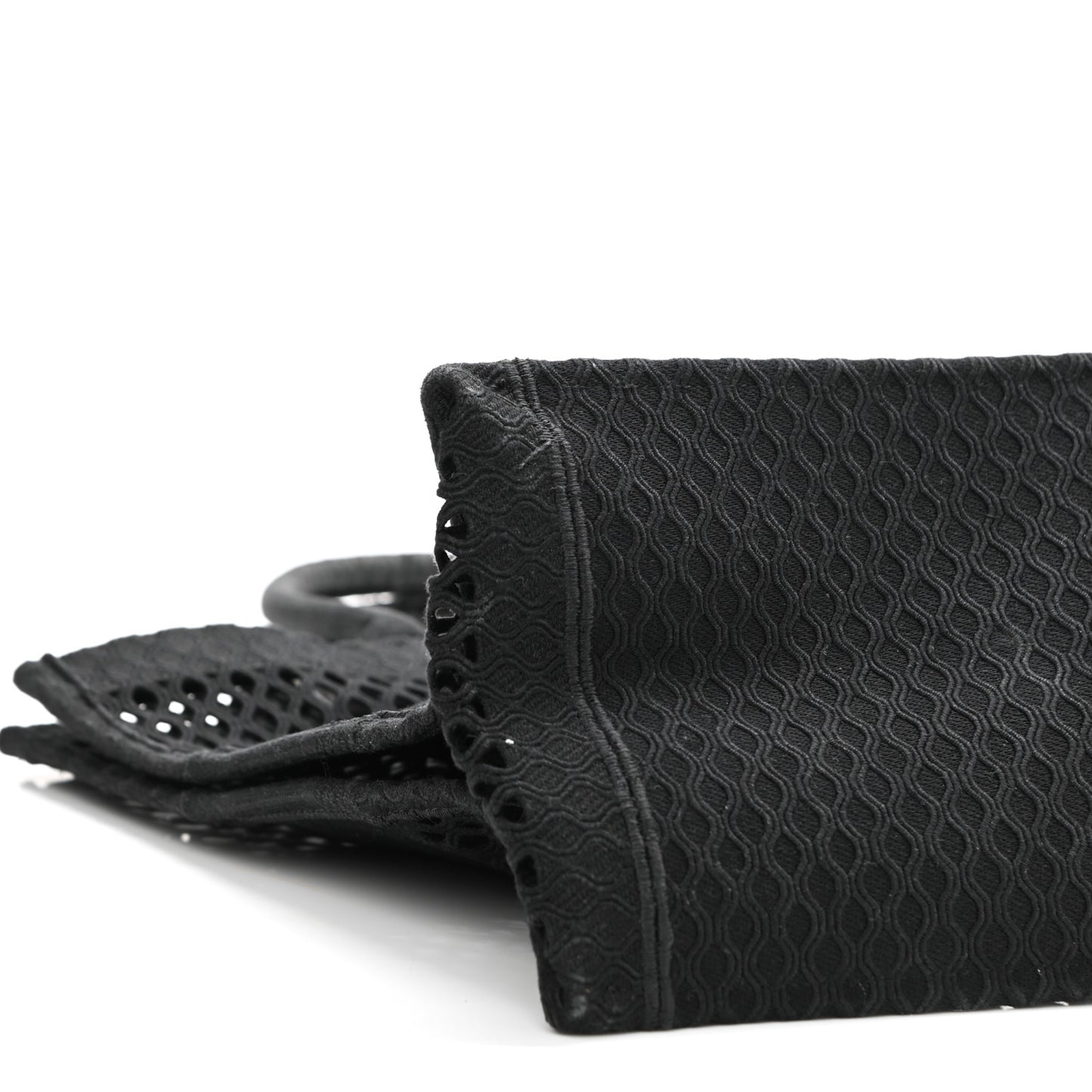 Mesh Embroidered Book Tote Black